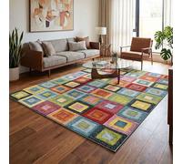 Rainbow Modern Living Room Contemporary Carved Multi Colour Area Rug Geometric Abstract Design - Block 200 X 290 Cm (Rectangular)