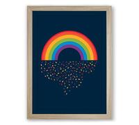 Rainbow Cascade Modern Framed Wall Art Print A2 (59.4×42cm) Oak, Wall Decor for Living Room, Bedroom, Office & Home, Ready to Hang, Art Gift