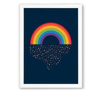Rainbow Cascade Modern Framed Wall Art Print A4 (29.7×21cm) White, Wall Decor for Living Room, Bedroom, Office & Home, Ready to Hang, Art Gift