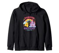 Rainbow Castle Fourth Birthday Magic Zip Hoodie