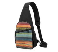 Rainbow Casual Sling Bag Crossbody Shoulder Pack,Durable Polyester Chest Bag with Multiple Pockets and Key Holder,Adjustable Strap for Men Women