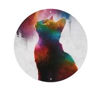 Rainbow Cat Galaxy Surreal Cosmic Dream Space Nebula Vintage Metal Tin Sign Plaque Wall Decor for Cafe, Club Bar, Office, Garden Metal Poster 8x8Inch