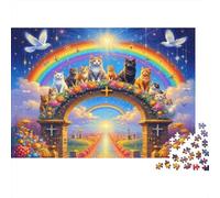 Rainbow Cat Gateway 1000 Pieces Puzzles Colorful Rainbow Heaven Cats Wall Decoration Decompression Jigsaw for Men And Women Challenging Puzzles Jigsaw Puzzles for Adults 70x50cm/1000pcs