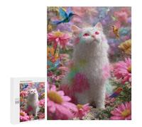 Rainbow Cat in Flower Garden Puzzle 1000 Teile Schwer Puzzle Spielzeug Lernspiel Impossible Herausforderungsspielzeug Für Erwachsene Kinder 500 PCS