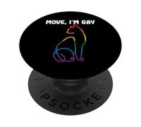 Rainbow Cat Pride LGBT Month Homosexual Move I’m Gay PopSockets Adhesive PopGrip