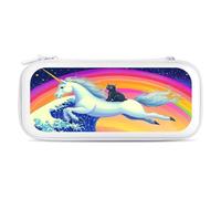 Rainbow Cat Riding U-nicorn Ocean Wave Japanese Carry Case for Switch Carrying Cover Storage Bag Protective Accessories Travel White-Style