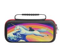 Rainbow Cat Riding U-nicorn Ocean Wave Japanese Carry Case for Switch Hard Shell Protective Cover Pouch Travel Carrying with Handle