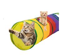 Rainbow Cat Tunnels for Indoor Cats, Foldable Pet Play Tunnel with Hanging Ball & 2 Peep Holes, Portable Crinkle Tunnel for Kittens, Rabbits, Ferrets, Small Animals (1PC)
