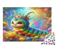 Rainbow Caterpillar Queen Puzzle 1000 Piece Recycled Paper for Adults Adult Jigsaws Hard Difficult Challenging Game Fun Home Activity Great Gift for Kids Age 12 Years Up 52x38cm/1000pcs