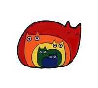 Rainbow Cats Enamel Pin - 3cm x 2cm Colorful Nested Cat Design Lapel Badge - Rainbow Cat Brooch for Clothes, Bags, Hats, Collectors, and Cat Lovers