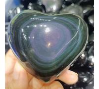 Rainbow Cats Eye Obsidian Heart Shaped Crystal Quartz Gem Home Office Decor Wearing (Size : 260-300g) Gemstone Stone