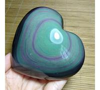 Rainbow Cat's Eye Obsidian Heart-Shaped Crystal Quartz Gem Home Office Decoration Decor(150-200g)