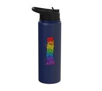Rainbow Cats Stack Love Gay Queer Pride Month Stainless Steel Insulated Water Bottle