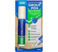 Rainbow Chalk 15mm Grout Pen Tile Restorer - Water Resistant, Anti-Mould Grout Cleaner & Recolouring Pen For Kitchen & Bathroom Tiles - Ivory