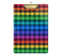 Rainbow Check Fade Gingham Hard Cover Clip Board Plastic for Football Softball Coaching Size 23.5 x 30.5 cm