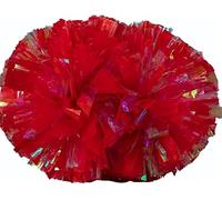 Rainbow Cheerleading Pom Poms for Kids Adults, 2 Pcs Iridescent Orange Cheer Poms with Baton Handle, Cheering Squad Pom Poms for Team Spirit Dance School Sport Games holiday cheer prom sports team dan