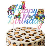 Rainbow Cheetah Cupcake Birthday Cake Decoration Neon Leopard Birthday Cake Dcritta Happy Birthday Cheetah Birthday Party Decoration