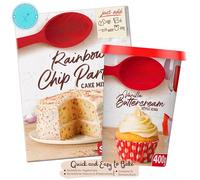 Rainbow Chip Party Cake Mix 425g with Vanilla Buttercream Style Icing 400g - Bundle Pack