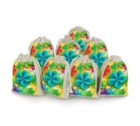 Rainbow Circle Shamrock Bunches Pocket Cotton And Hemp with Drawstring 8 Pieces Reusable Gift Bags Jewelry Pouch for Wedding DIY Craft Party (4.9 X 6.7 Inch)