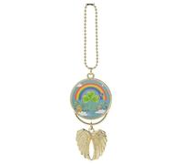 Rainbow Circle Shamrock Car Hanging Ornament Rear View Mirror Pendant Lucky Presents Hanging Ornament Funny Car Pendant for Office Auto Home Decoration Golden-style
