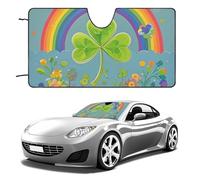 Rainbow Circle Shamrock Car Windshield Sun Shade Keep Car Interior Cool 55"x30" Folding Front Window Sun Shade, Heat Shield for SUV, Truck, Blocks UV