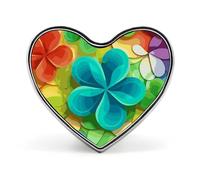 Rainbow Circle Shamrock Heart Shape Lapel Pin Personalized Pinback Button Badges Retro Punk Button Pin Kawaii Heart Badges for Men Women Clothes Bags Hats & Gift