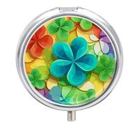 Rainbow Circle Shamrock Pill Box, 3 Compartment Small Pill Case Waterproof Travel Pill Organizer for Pocket Or Purse Portable Mini Medicine Tablet Vitamin Holder Pill Case