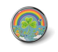 Rainbow Circle Shamrock Round Badge Cute Enamel Lapel Pin Brooches Button Pin Personalized Clothing Decoration Unisex Badge Holder Hats Bags Shirts Decor