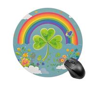 Rainbow Circle Shamrock Round Mouse Pad Smooth Glide Gaming Mousepad Extra Density Portable Comfortable Mouse Mat for Desk, Home, Office 7.8x7.8 Inches