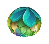 Rainbow Circle Shamrock Shower Caps for Women Reusable Waterproof Shower Cap with Elastic Strap Bath Hair Hat Double Layers Thick Bath Caps for Spa Salon Travel