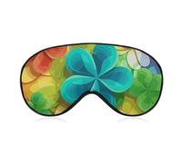 Rainbow Circle Shamrock Sleep Mask for Women Men Side Sleeper Eye Cover with Adjustable Strap Soft Breathable Blackout Mask Slip-Free Deep Sleeping Travel Essentials