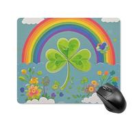 Rainbow Circle Shamrock Square Mouse Pad Portable Computer Mousepad with Non-Slip Rubber Base 18 * 22cm Ultra-Thin Gaming Mouse Mat for Computer Laptop Office Desk Accessories