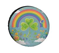 Rainbow Circle Shamrock Tire Covers Waterproof Anti UV Tire Cover 26inch Single Axle Wheel Covers for RV Truck SUV Trailer Universal for All Seasons