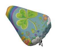 Rainbow Circle Shamrock Waterproof Bike Seat Cover - UV Protection & Dustproof Bicycle Saddle Protector, Non-Slip Comfortable Bicycle Cushion Cover for Men Women, Fits Mountain/Road Bikes