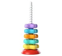 Rainbow Circle Stacker Early Educational Learning Toy Motor Skills Baby Sensory Spin Gears Stacking Rings Toy Problem Solving for Over 6 Months Old Babies (5 Tier)
