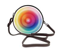 Rainbow Circle With The Gradients Women Round Crossbody Bags Leather Sling Bag Purse