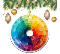 Rainbow Circular Color Wheel Christmas Tree Hanging Ornaments,2 Pieces, 7.2CM Round Double-Sided