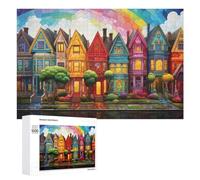 Rainbow City Neighborhood Puzzle for Adults, 1000 PCS, Illustrated Jigsaw Edition, Shared Puzzle Time for Family And Friends, at Home