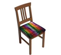 Rainbow City Print Stretch Dining Chair Seat Covers Set Of 2, Soft Removable Washable Seat Covers For Dining Chairs, Dining Room Seat Cover Protector