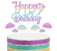 Rainbow Cloud Birthday Cake Decoration, Number 17 Rainbow Cake Topper, Holiday & Party Cake Color Decoration, Birthday Celebration for Boys and Girls