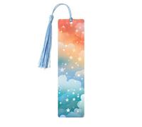 Rainbow Cloud Bookmark Galaxy Star Wooden Bookmark with Tassel Book Mark for Women Men Reading Page Markers Gifts for Book Lovers