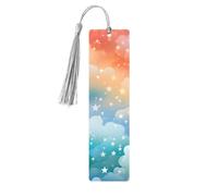 Rainbow Cloud Bookmark Galaxy Star Wooden Bookmark with Tassel Book Mark for Women Men Reading Page Markers Gifts for Book Lovers