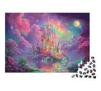Rainbow Cloud Castle 1000 Pieces Jigsaw Puzzles Dreamy Castle Art Thick Cardboard for Family Stress Relief 70x50cm/1000pcs