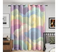 Rainbow Cloud Curtains Blackout, 66x90 Inch 2 Panels - Colourful Clouds Abstract Pattern Black Out Curtains, Home Decor, 90 Drop Eyelet Window Drapes for Bedroom, Living Room X&R-255