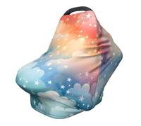 Rainbow Cloud Nursing Cover 360° Full Coverage Galaxy Star Stretch Scarf for Breastfeeding and Car Seat Cover Fit for Most Pushchairs and Prams