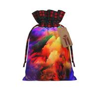 Rainbow Cloud Print Christmas Drawstring Gift Bags Large Xmas Present Storage Bag