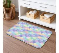 Rainbow Cloud Quick Dry Bath Mat, Colorful Pastel Abstract Absorbent Non Slip Shower Mat, Spring Decorative Flannel Washable Bath Rugs for Bathroom Toilet Restroom 16x24 Inch