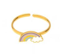 Rainbow Cloud Small Tail Ring for Women 18k Gold Plated Stainless Steel Cute Stacking Adjustable Open Bnad Graduation Trendy Kawaii Accessories Sweet Aesthetic Jewelry Jewelry for Daughter Niece