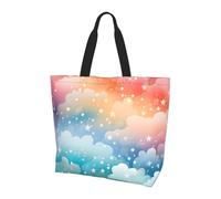 Rainbow Cloud Tote Bag Women's Shoulder Handbags Galaxy Star Shopping Bags Water-Resistant Large Handbag with Inner Pocket for Work Travel School