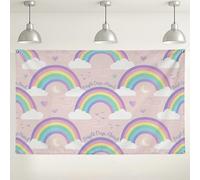 Rainbow Cloud Wall Backdrop, Cute Pastel Pattern Photo Background, Bright Days Ahead Indoor/Outdoor Decoration for Parties, Baby Showers, Spring Celebrations 71x43 Inch